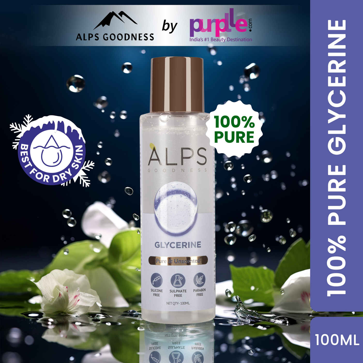 Buy Alps Goodness 100% Pure Glycerine (100ml) | Super Hydrating - Best For Dry Skin | Silicon-Free, Paraben Free | Vegan | For Both Hair & Skin - Purplle