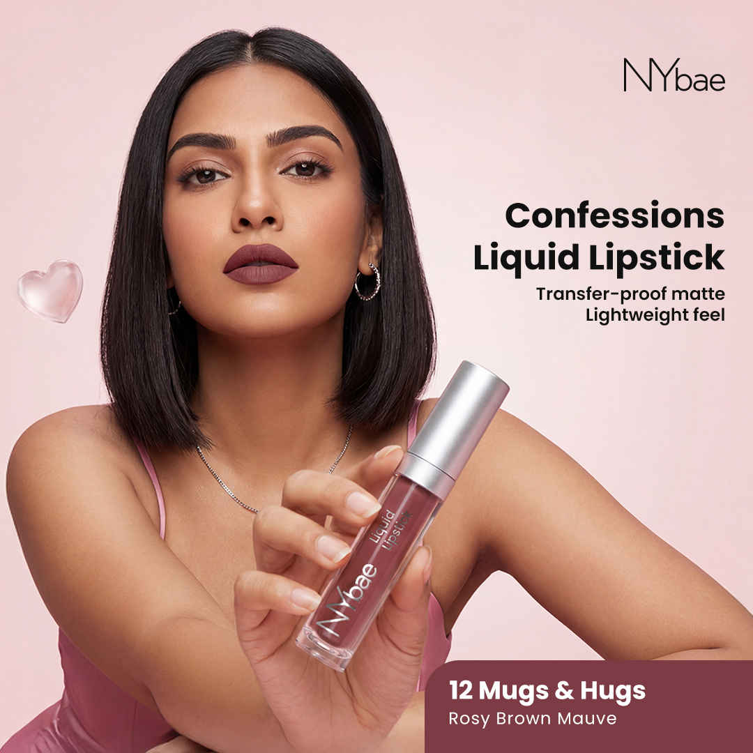 Buy NY Bae Confessions Liquid Lipstick - Mugs & Hugs 12 (4.5 ml) | Matte Lipstick | Nude Brown Shade | Moisturizing | Long Lasting | Transfer Proof - Purplle