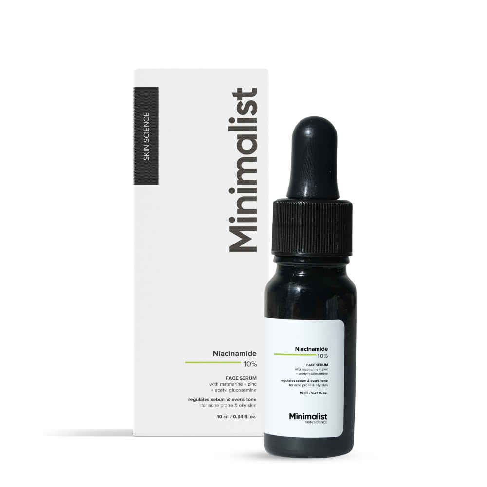 Buy Minimalist Niacinamide 10% with Matmarine + Zinc + Acetyl Glucosamine Regulates Sebum & Evens Tone, 10 ml - Purplle