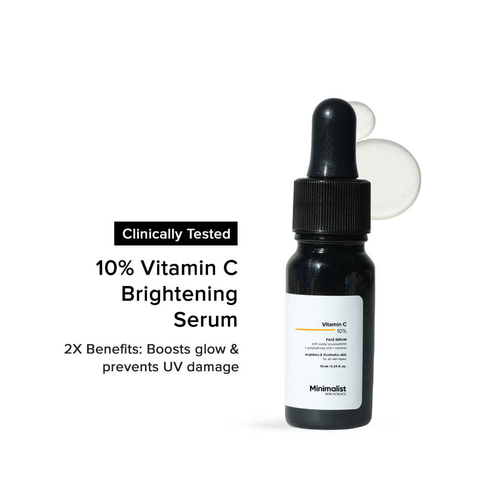 Buy Minimalist Vitamin C 10% Face Serum for For Brighter, Glowing & Healthy Looking Skin which also reduce Sun Damage, 10 ml - Purplle