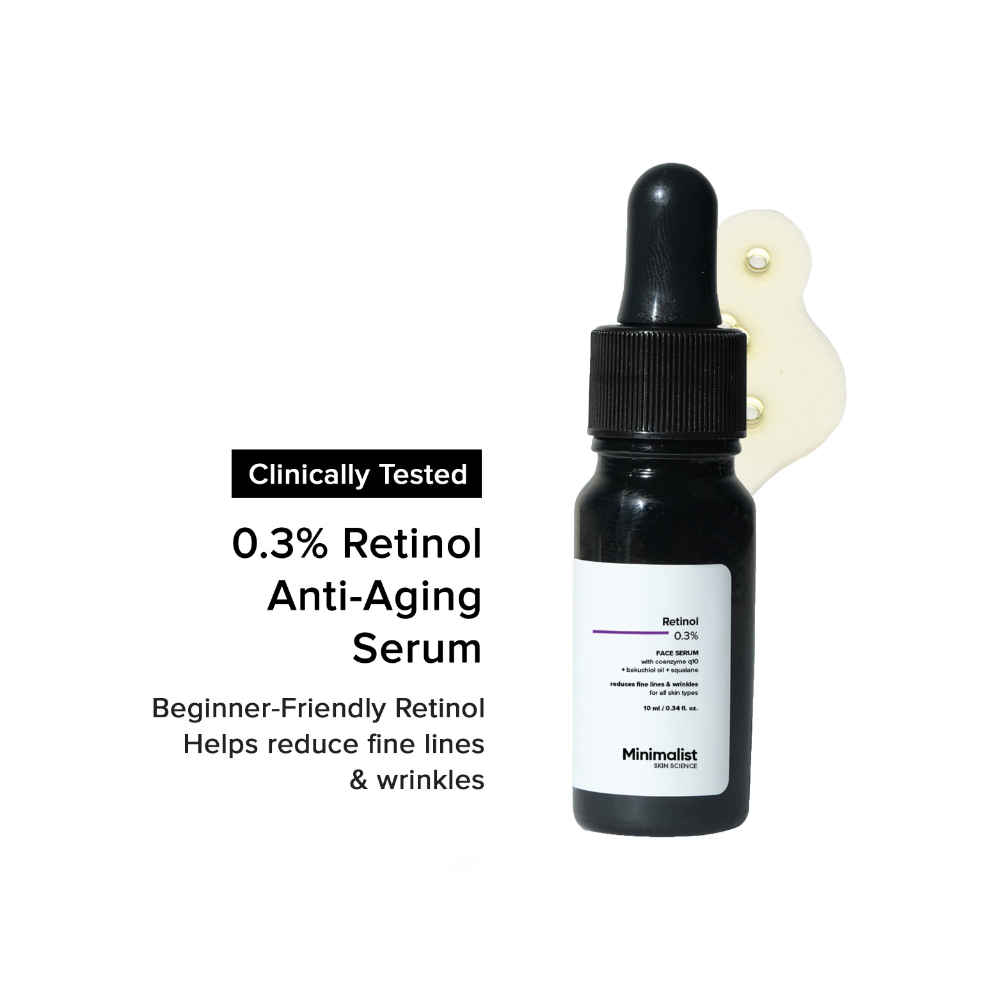 Buy Minimalist Retinol 0.3% face serum with Coenzyme Q10 +bakuchiol oi + squalane Reduce Fine Lines & Wrinkles, 10 ml - Purplle