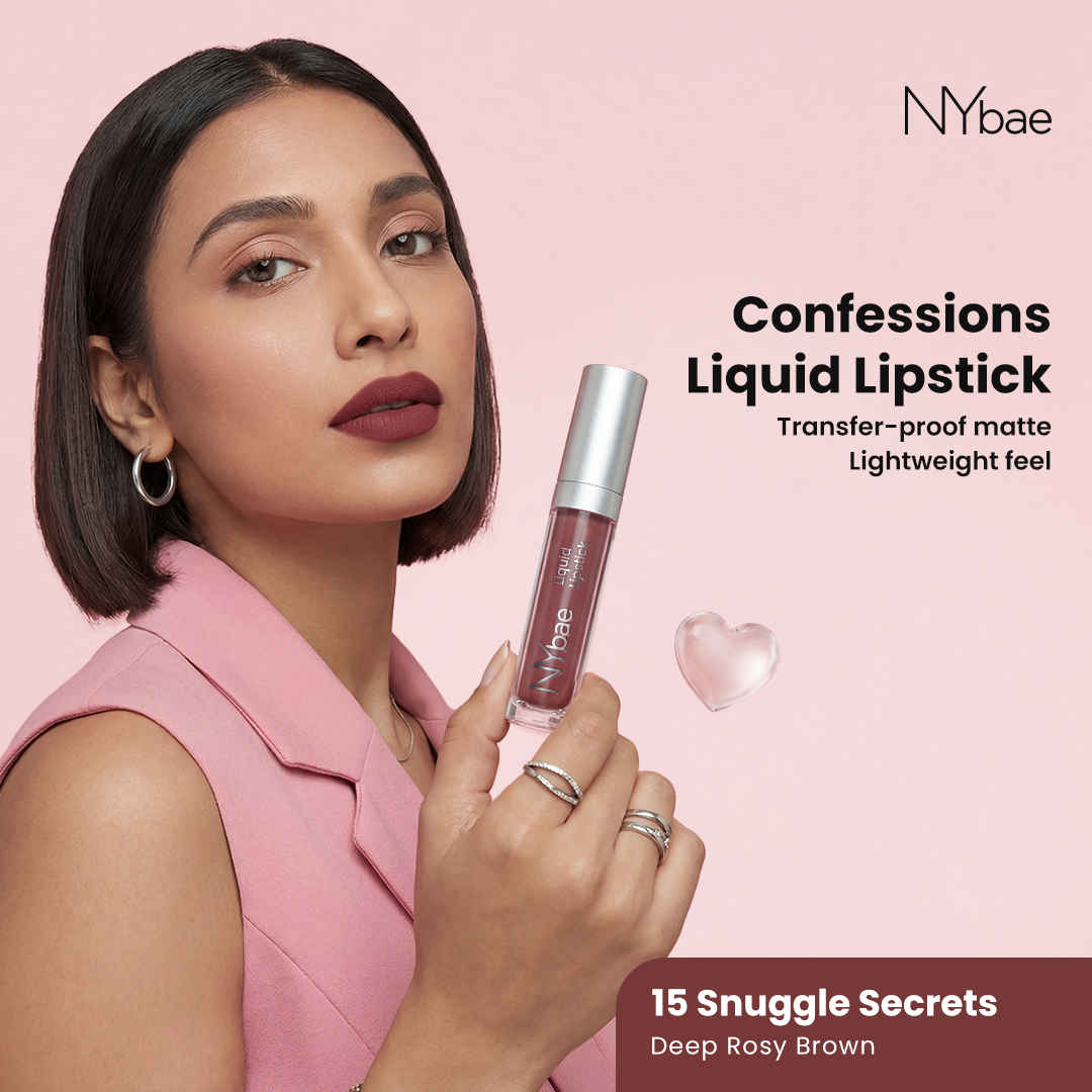 Buy NY Bae Confessions Liquid Lipstick - Snuggle Secrets 15 (4.5 ml) | Matte Lipstick | Brown Shade | Moisturizing | Long Lasting | Transfer Proof - Purplle