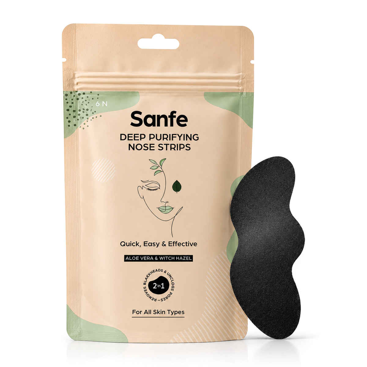 Buy Sanfe Deep Purifying Nose Strips for Women - Pack of 6 with Aloe Vera & Witch Hazel Extracts - Purplle