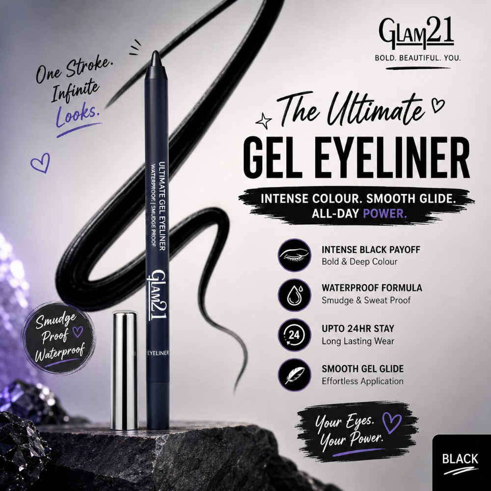 Buy Glam 21 Gel Eyeliner Long Lasting Kajal | Smudge Proof |Intense Black With Matte Finish | 1.5 gm - Purplle