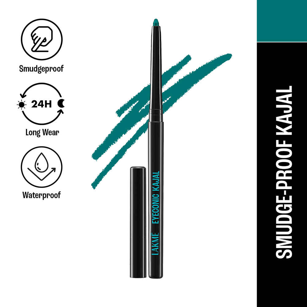 Buy Lakme 9 to 5 Eyeconic Kajal, Smudgeproof, Waterproof, lasts upto 24 Hrs, Turquoise, 0.35g - Purplle