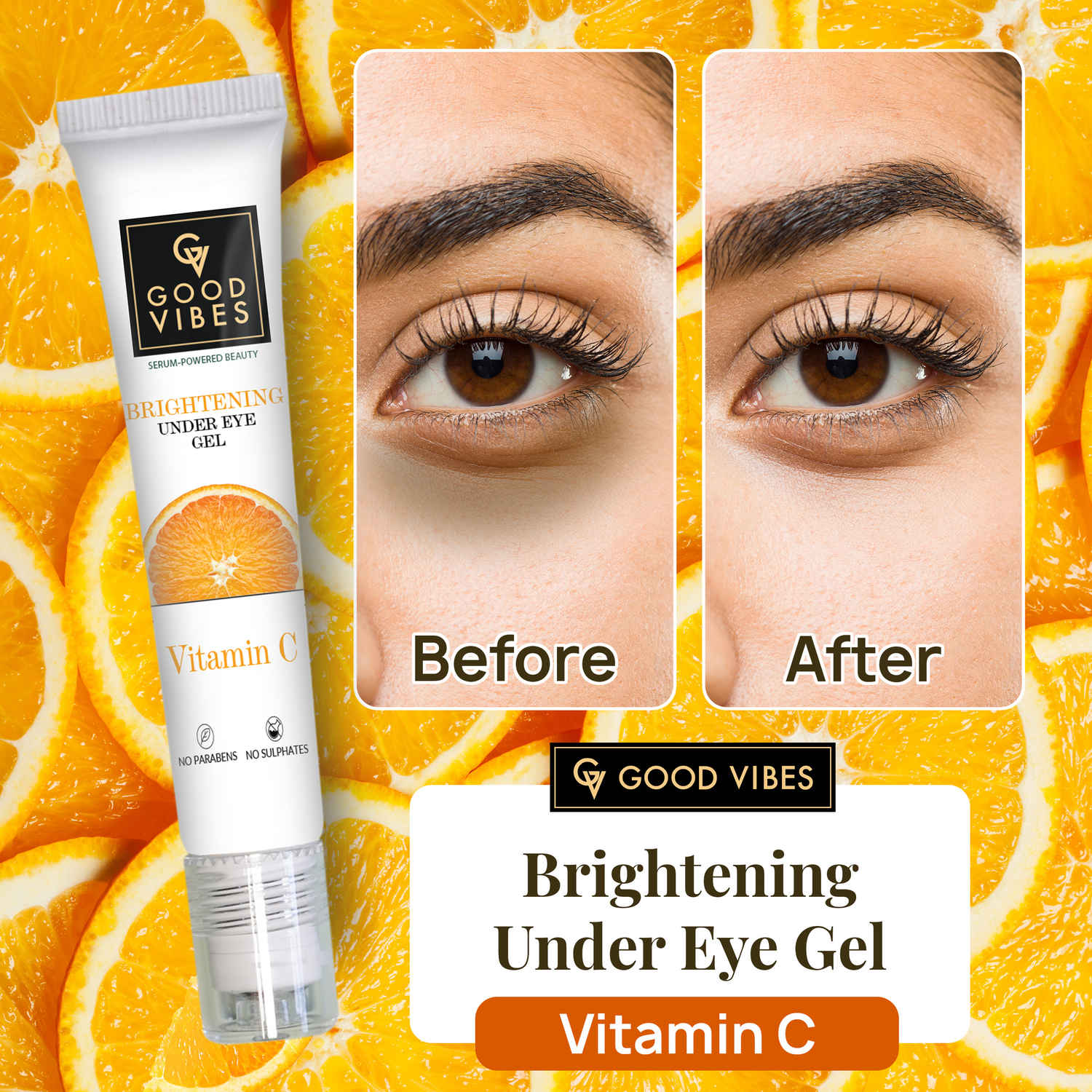 Buy Good Vibes Vitamin C Brightening Under Eye Gel With Power of Serum | Reduces Dark Circles | Firming (15 ml) - Purplle