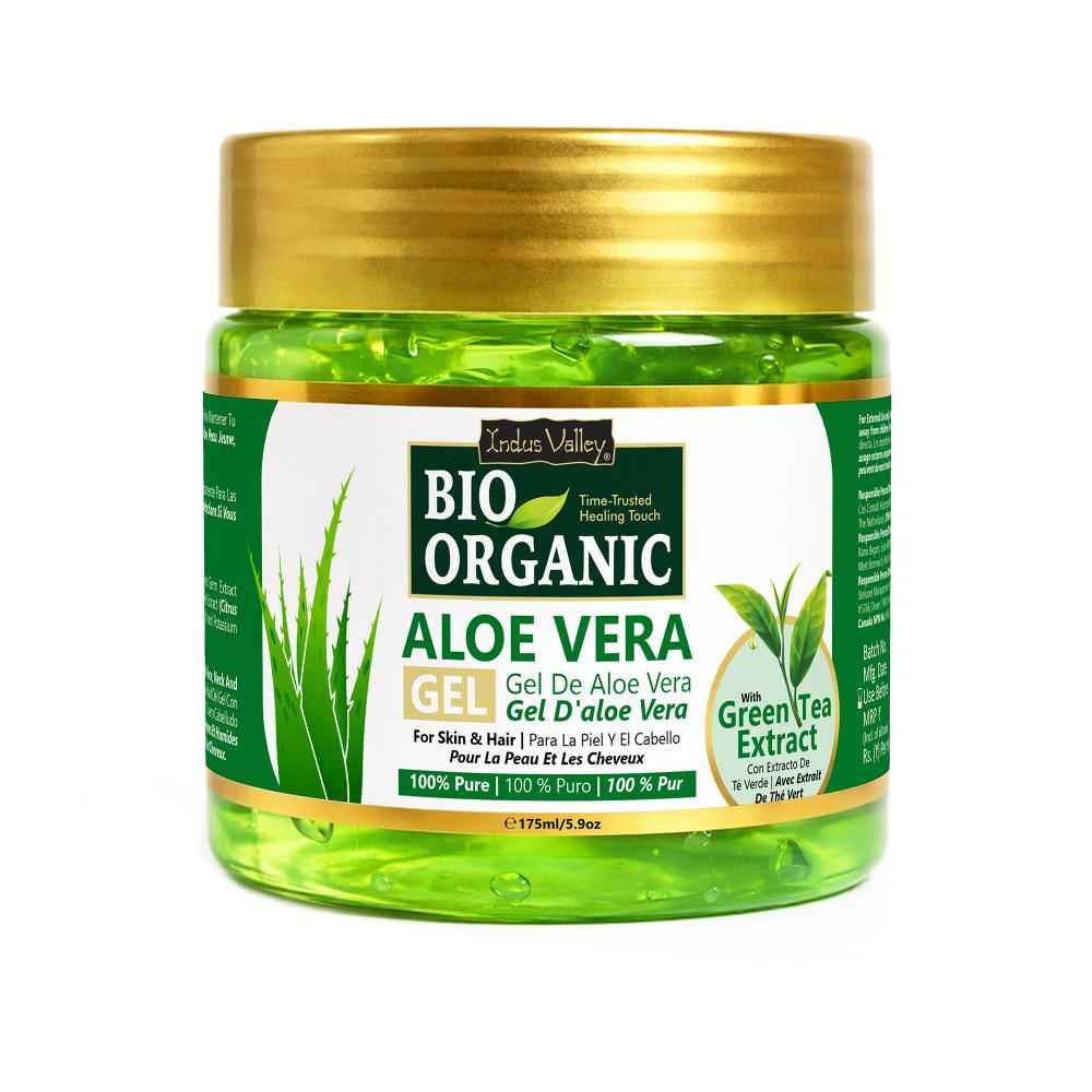 Buy Indus Valley Bio Organic Pure Natural Non-Toxic Aloe Vera Gel smooth gel for Acne, Scars, Glowing, Radiant And Moisturise Skin (175 ml)| Pack of 2 - Purplle
