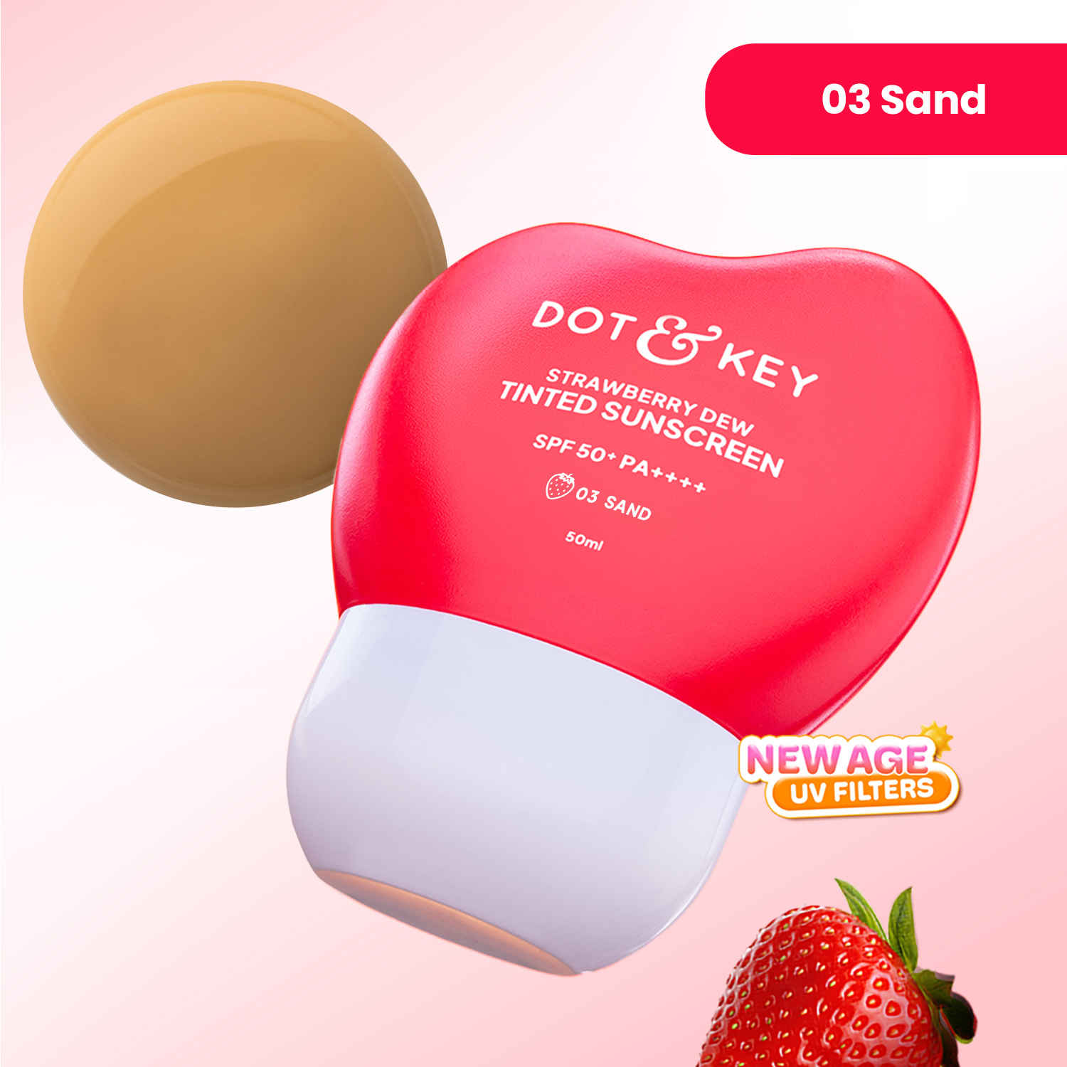 Buy Dot & Key Strawberry Dew Tinted Sunscreen SPF 50++++ 03 Sand Ivory In Vivo Tested Sunscreen for Daily Wear, Brightens & Protects Skin - 50 ml - Purplle
