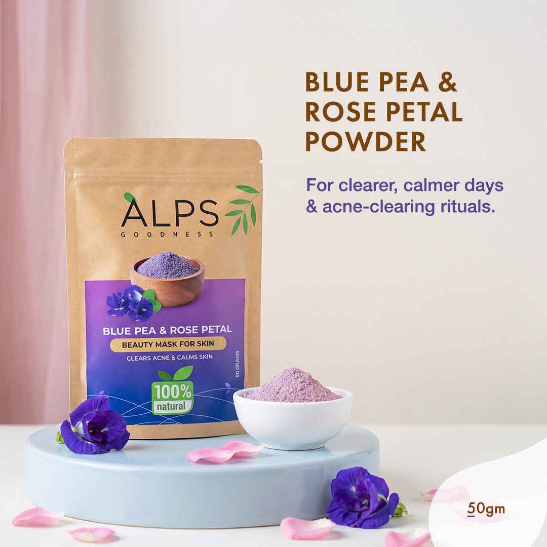 Buy Alps Goodness 100% Natural Blue Pea Powder (50 gm) with Rose Petal Powder | Butterfly Pea Powder | Aparajita | Shankhapushpam - Purplle