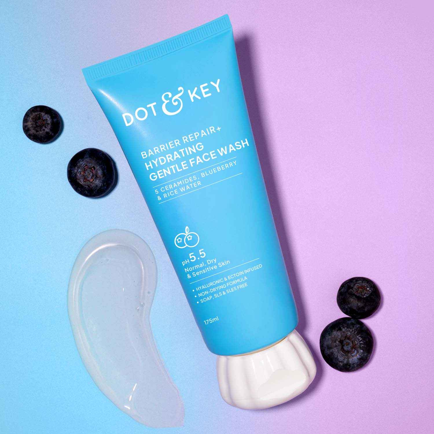 Buy Dot & Key Barrier Repair Hydrating Gentle Face Wash With Probiotic, Hyaluronic, pH 5.5,Sulphate Free, 175 ml - Purplle