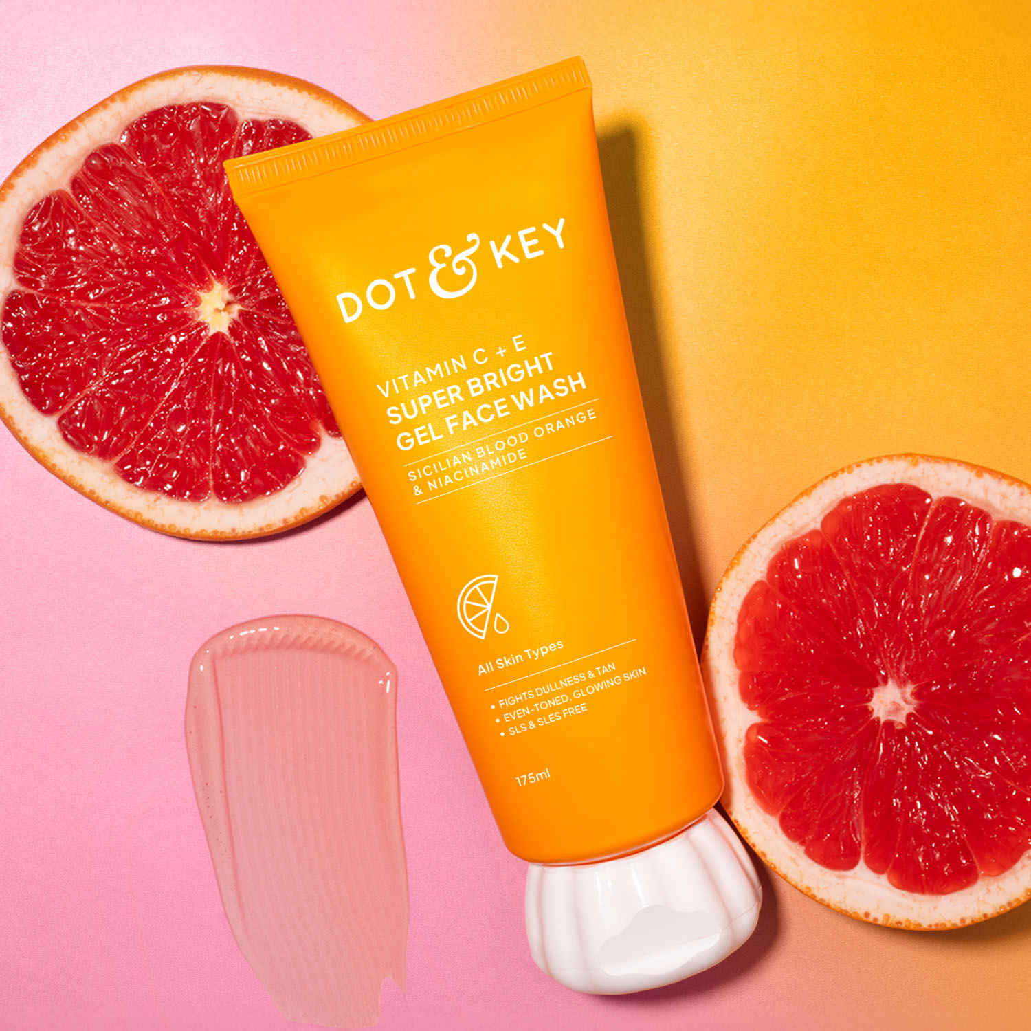 Buy Dot & Key Vitamin C + E Super Bright Gel Face Wash with Blood Orange & Niacinamide | Triple Vitamin C Face Wash for Tan, Dark Spots & Pigmented Skin | All Skin Types Face Wash for Men & Women | 175 ml - Purplle