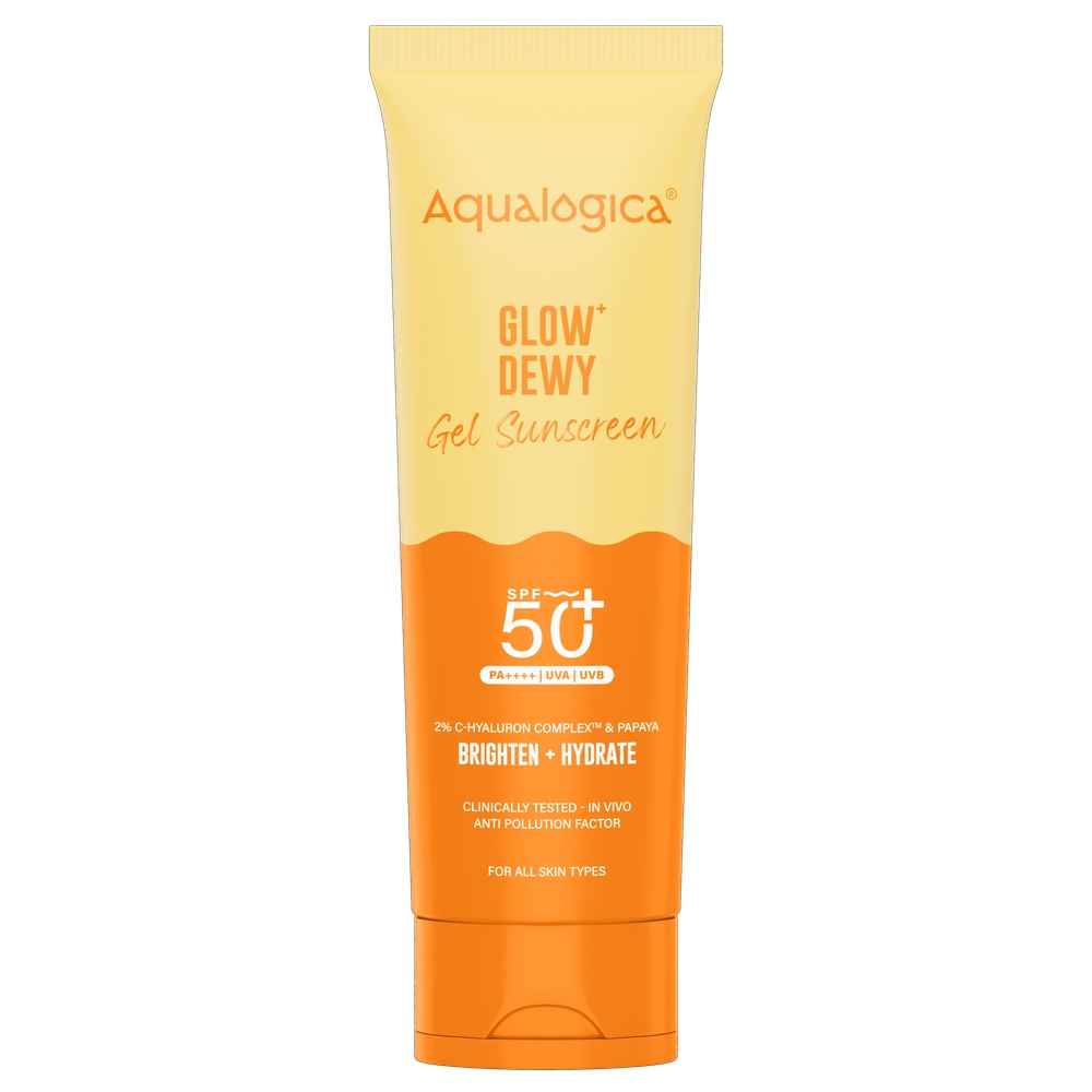 Buy Aqualogica Glow+ Dewy Lightweight Sunscreen Gel SPF 50+ PA++++ with Papaya & Vitamin C 125 gm - Purplle