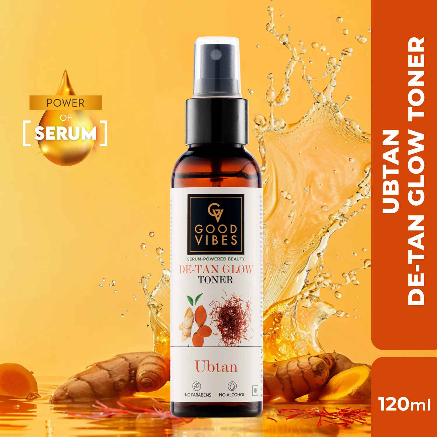 Buy Good Vibes De-Tan Glow Toner Ubtan with Power of Serum | No Parabens, No Animal Testing, Vegan, No Mineral Oil, No Sulphates (120 ml) - Purplle