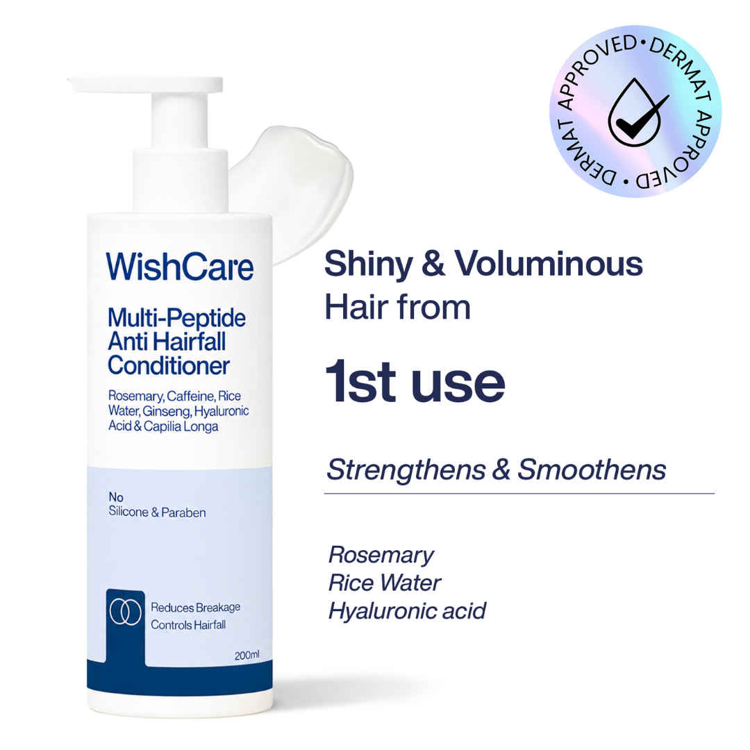 Buy WishCare Multi Peptide Anti Hairfall Conditioner|Strengthens Roots & Reduces Hairfall|Hydrates & Smoothens Scalp|Increases Shine & Nourishes Hair|Controls Frizziness|Suitable for All Hair Types|200 ml - Purplle