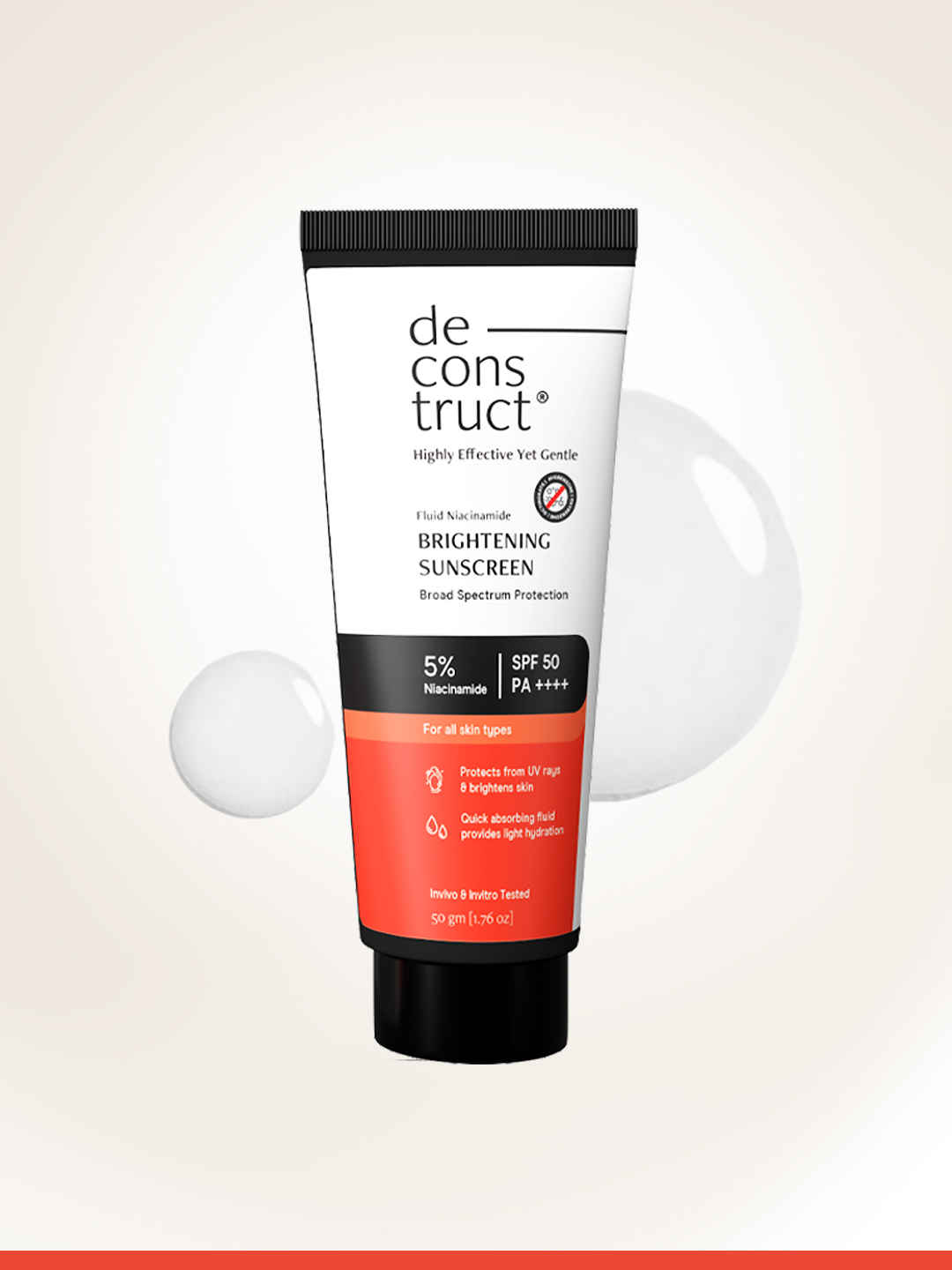 Buy Deconstruct Fluid Brightening Sunscreen SPF 50+ PA++++ |Sunscreen with Niacinamide| Brightens Skin 50 gm - Purplle