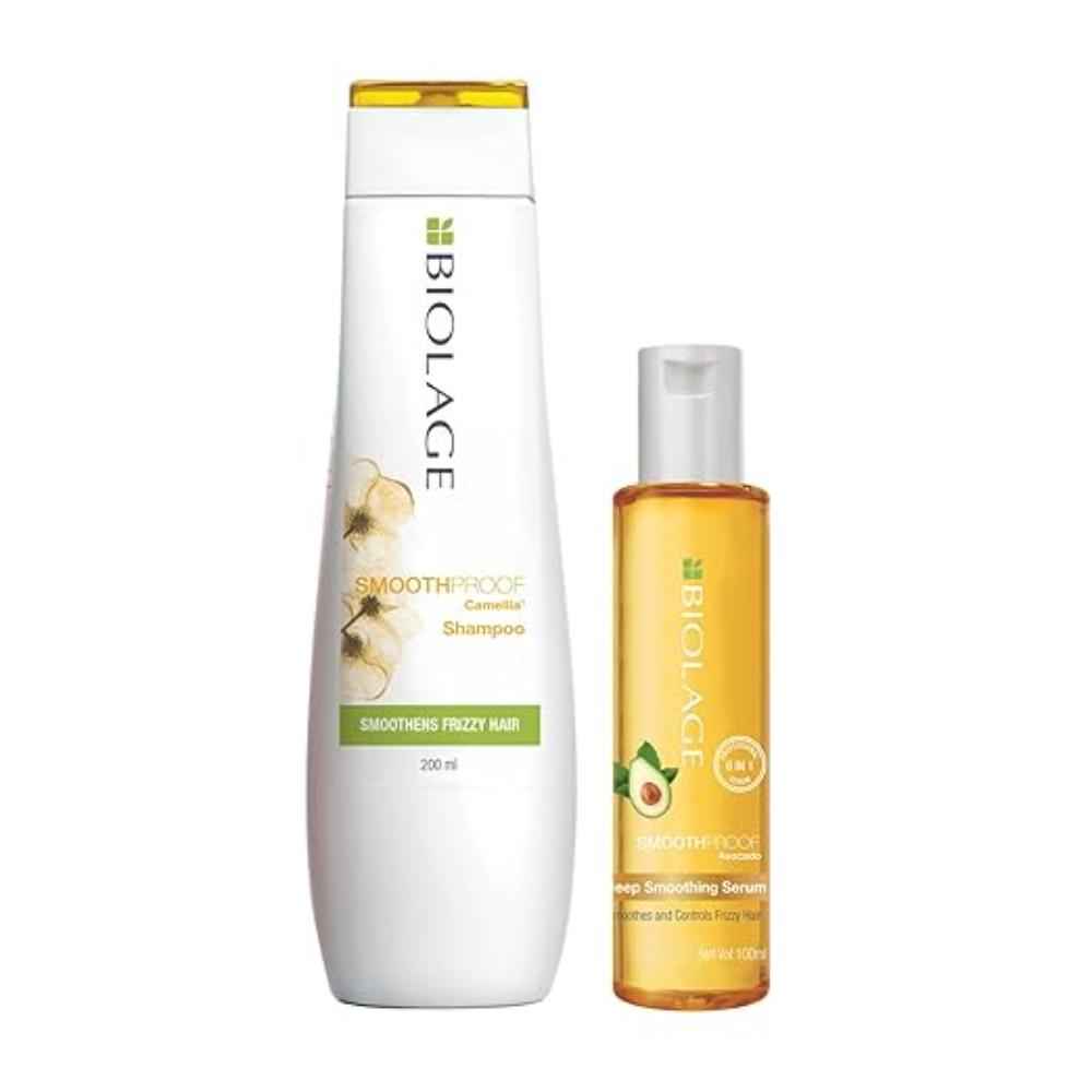 Buy BIOLAGE Smoothproof Shampoo 200 ml + BIOLAGE Smoothproof 6-in1 Deep Smoothening Serum (200 ml + 100 ml) - Purplle
