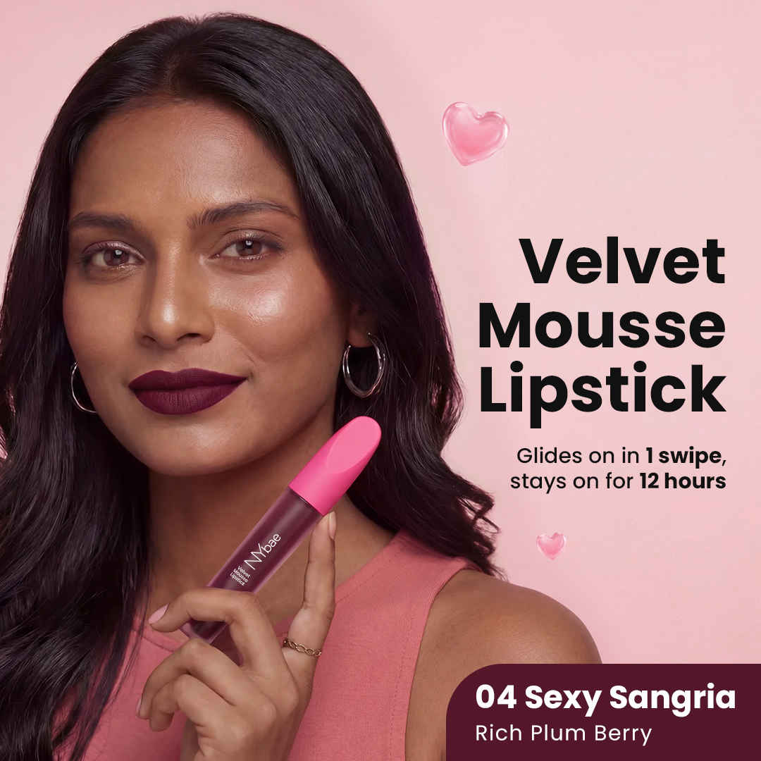 Buy NY Bae Velvet Mousse Liquid Lipstick - Sexy Sangria 04 (6.5 ml) | Velvet Matte Finish | Transferproof | Smudgeproof | Ultra Light | Smooth | Moisturising Wine Lipstick - Purplle