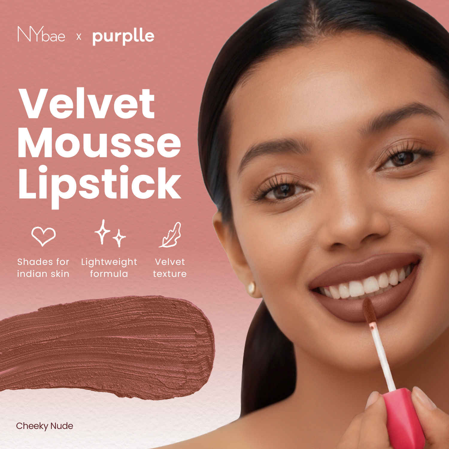 Buy NY Bae Velvet Mousse Liquid Lipstick - Cheeky Nude 09 (6.5 ml) | Velvet Matte Finish | Transferproof | Smudgeproof | Ultra Light | Smooth | Moisturising Nude Lipstick - Purplle