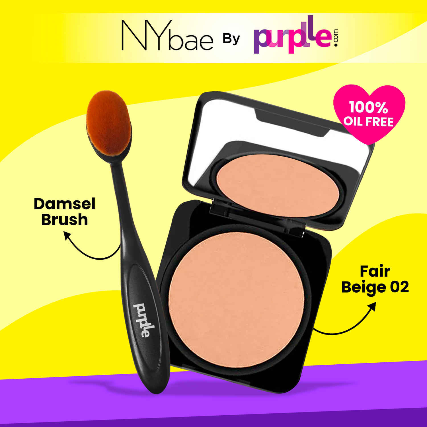 Buy NY Bae Flawless Matte Duo | Runway Radiance Compact Powder - Fair Beige 02 (9 gm) | Purplle Delightful Damsel Compact Brush | Matte Base | Sets Makeup | Long Lasting | Lightweight | Soft Makeup Brush | Travel Kit - Purplle