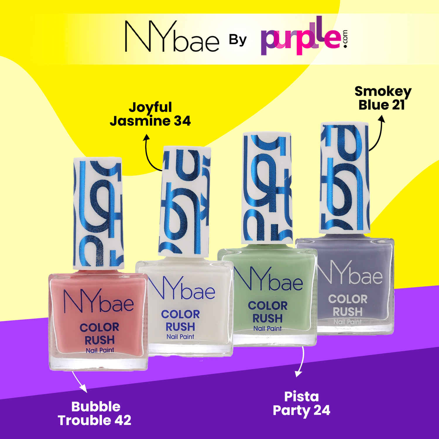 Buy NY Bae Color Rush Nail Paint Set - Pretty Pastels 08 | Nail Paint Combo |Chip Resistant | Long Lasting | Quick Dry | Glossy Gel Nail Polish (5.6 ml *4) - Purplle