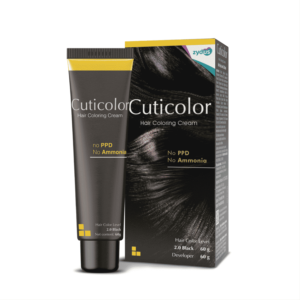 Buy Cuticolor Permanent Hair Color Cream, Long Lasting With The Goodness Of Olive Oil 60 gm (New Pack) No PPD, No Ammonia - Black | Pack of 1 - Purplle