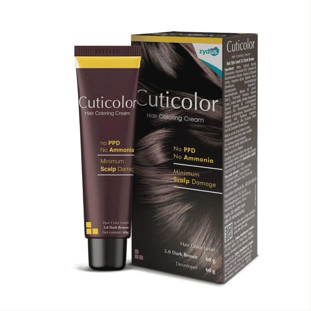 Buy Cuticolor Permanent Hair Color Cream, Long Lasting With The Goodness Of Olive Oil 60 gm (New Pack) No PPD, No Ammonia - Dark Brown | Pack of 1 - Purplle