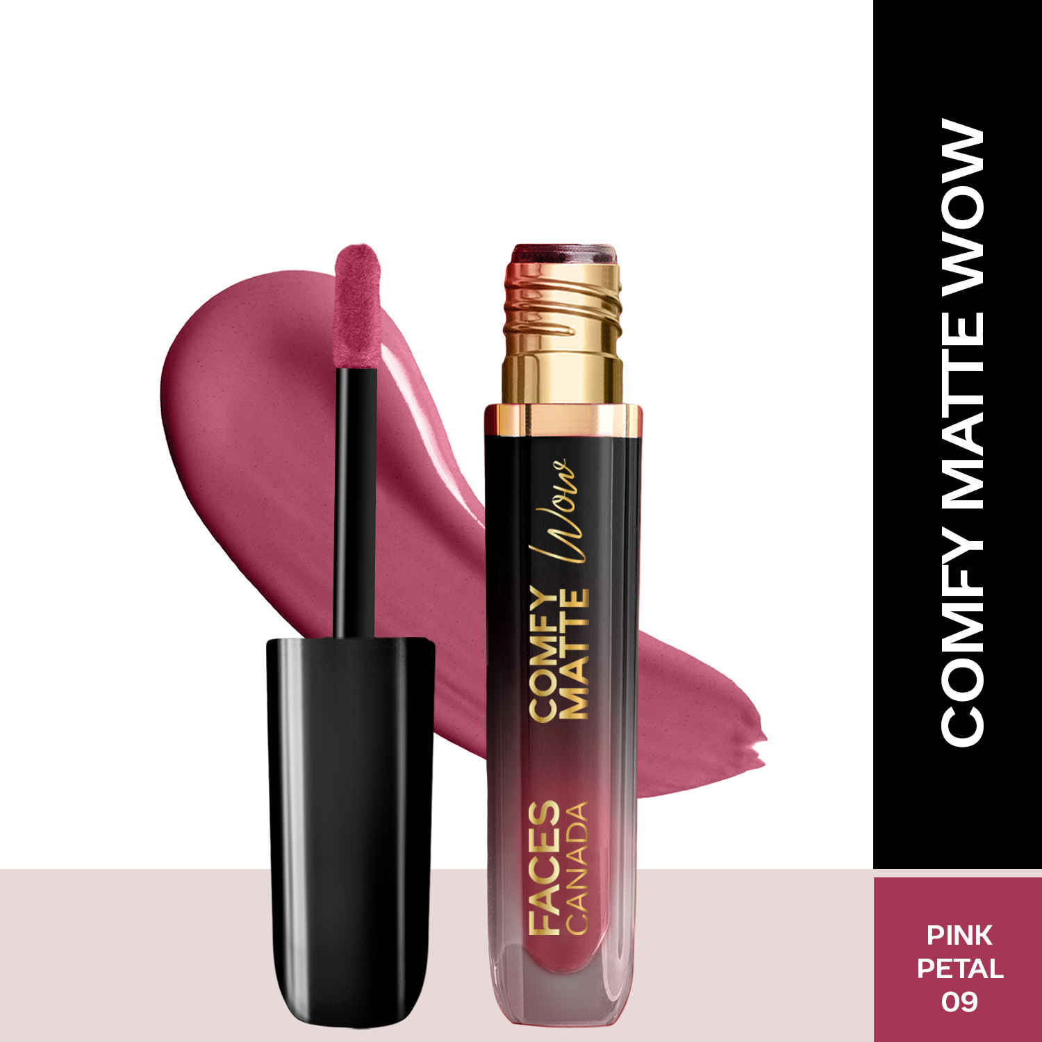 Buy FACES CANADA Comfy Matte Wow Liquid Lipstick Pink Petal 09, (3.8 ml) | One Swipe Application | Highly Pigmented | Comfortable Wear | Glides Smoothly | Long Lasting | Transferproof - Purplle