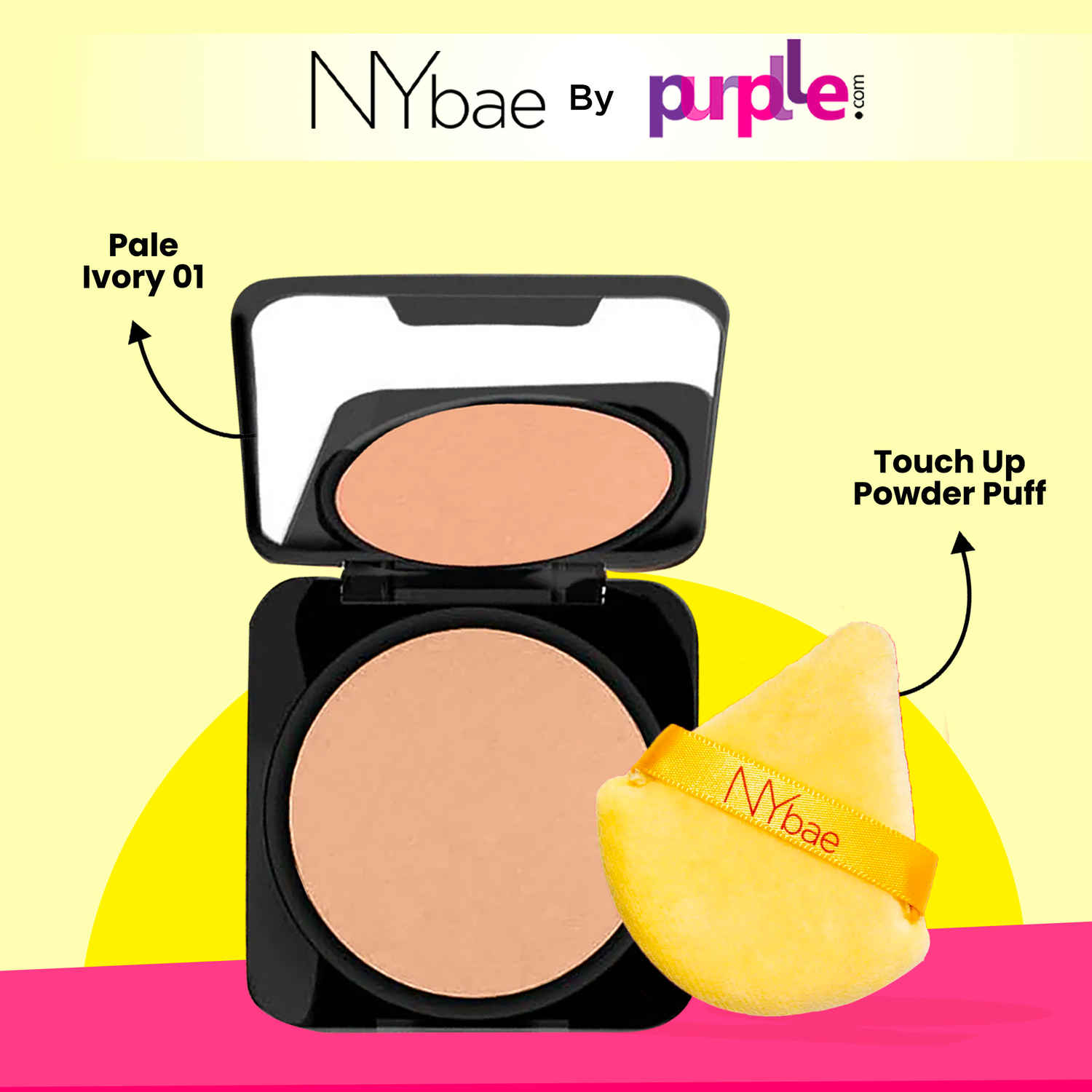 Buy NY Bae Compact & Applicator combo | Runway Radiance Compact Powder - Pale Ivory 01 (9 gm) | Touch Up Powder Puff - Purplle