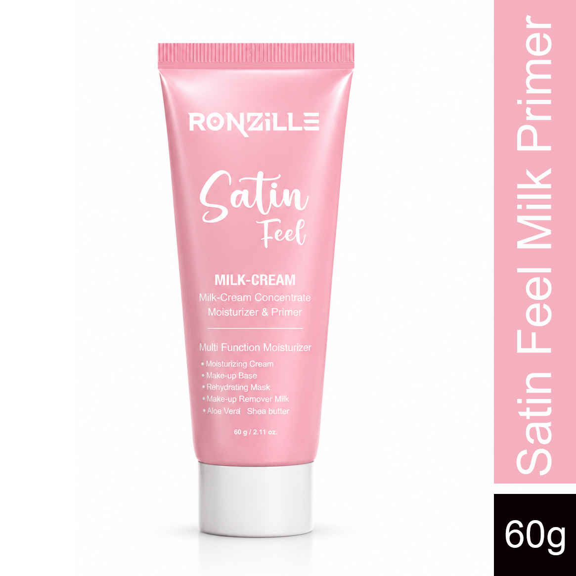 Buy Ronzille Satin Feel Milk Cream Moisturizer & Primer 60g | Hydrating Face Cream with Aloe Vera & Shea Butter | Makeup Base, Nourishing Moisturizer, Rehydrating Skin Care Cream for Soft & Smooth Skin - Purplle