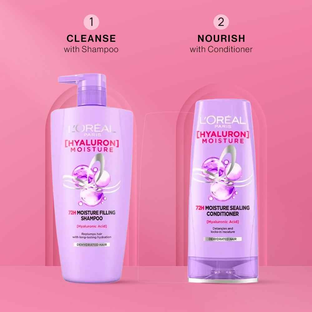 Buy L'Oreal Paris Hyaluron Moisture Hair Care Duo 3 (Hyaluron Moisture 72H Moisture Shampoo (1 L), Hyaluron Moisture 72H Moisture Conditioner (180 ml)) - Purplle