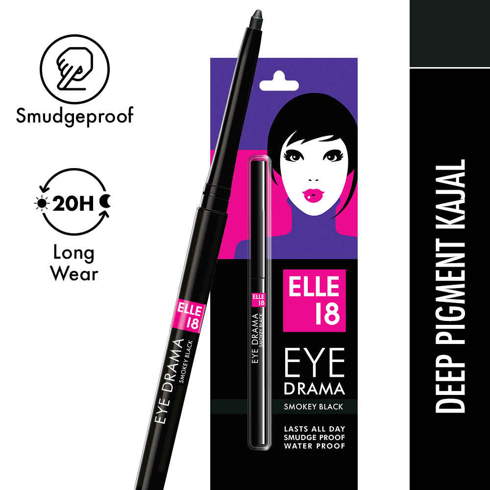 Buy Elle 18 Eye Drama Kajal |Smokey Black| 0.35 gm - Purplle