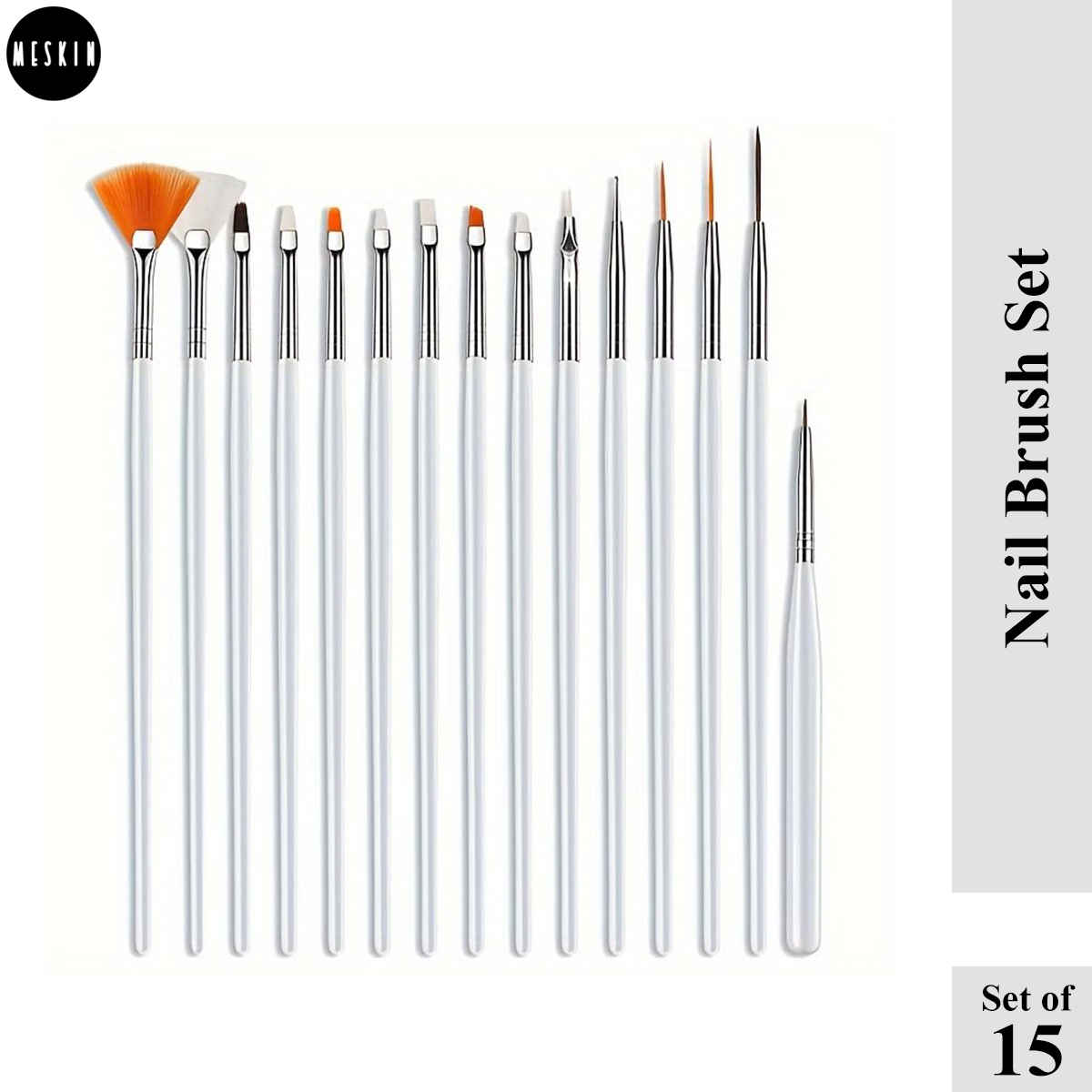 Buy MeSkin 15-Piece Acrylic Nail Art Brush Set with Dotting Tool - Perfect for Painting and Crafting Unique Designs on Gel, Acrylic, and Natural Nails - Salon-Quality Results at Home (Pack of 15) - Purplle