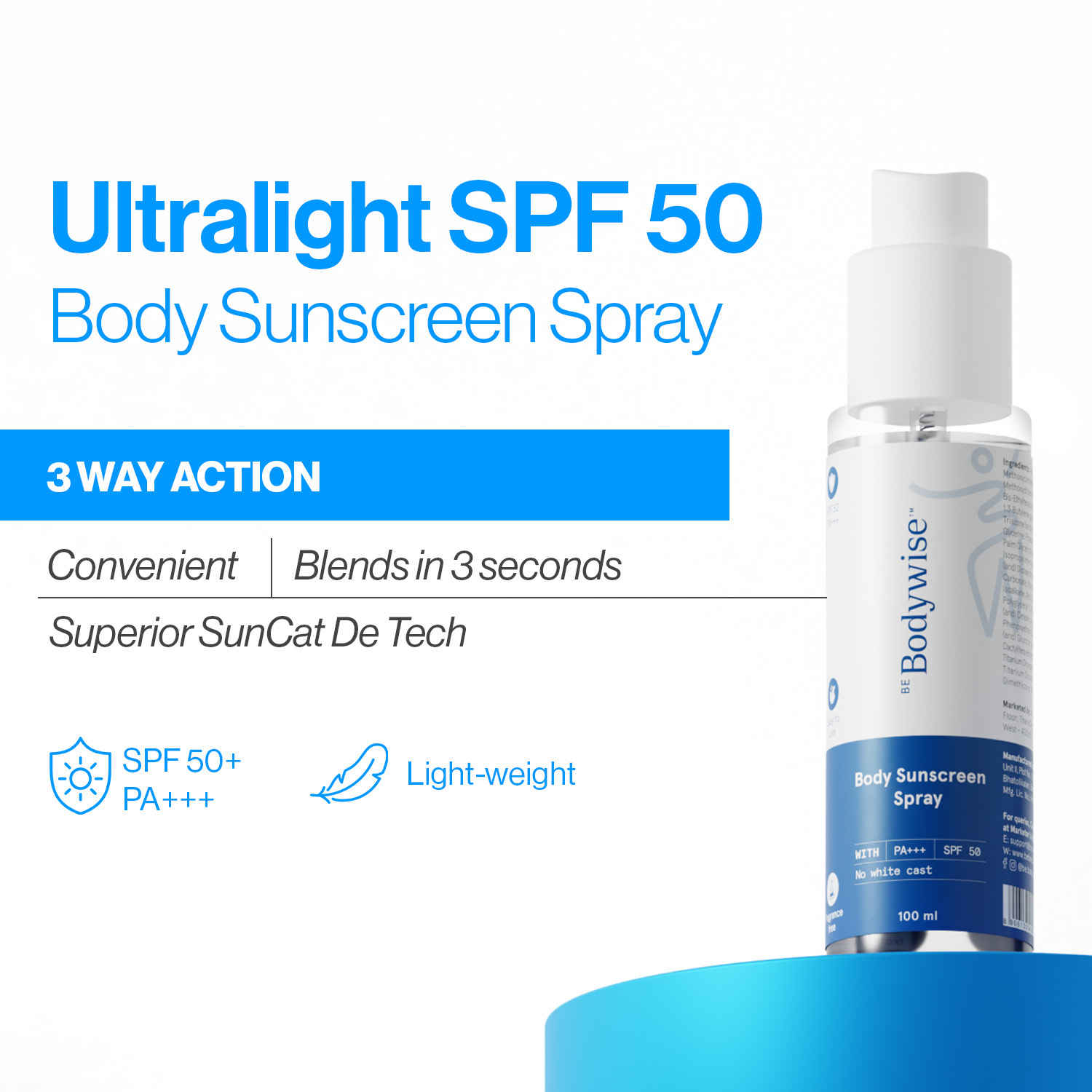 Buy Be Bodywise Body Sunscreen Spray SPF 50 PA+++ - 100 ml - Purplle