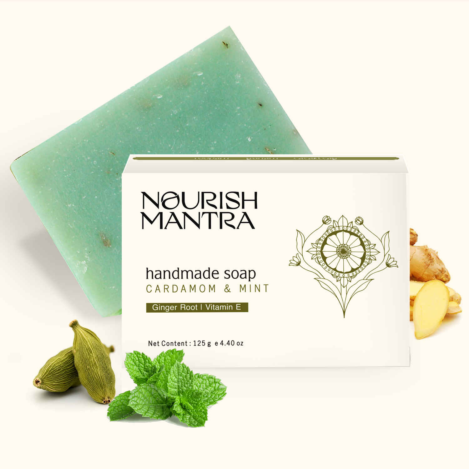 Buy Nourish Mantra Cardamom & Mint Handmade Bathing Bar Soap for Moisturized and Smooth Skin - 125 gm - Purplle