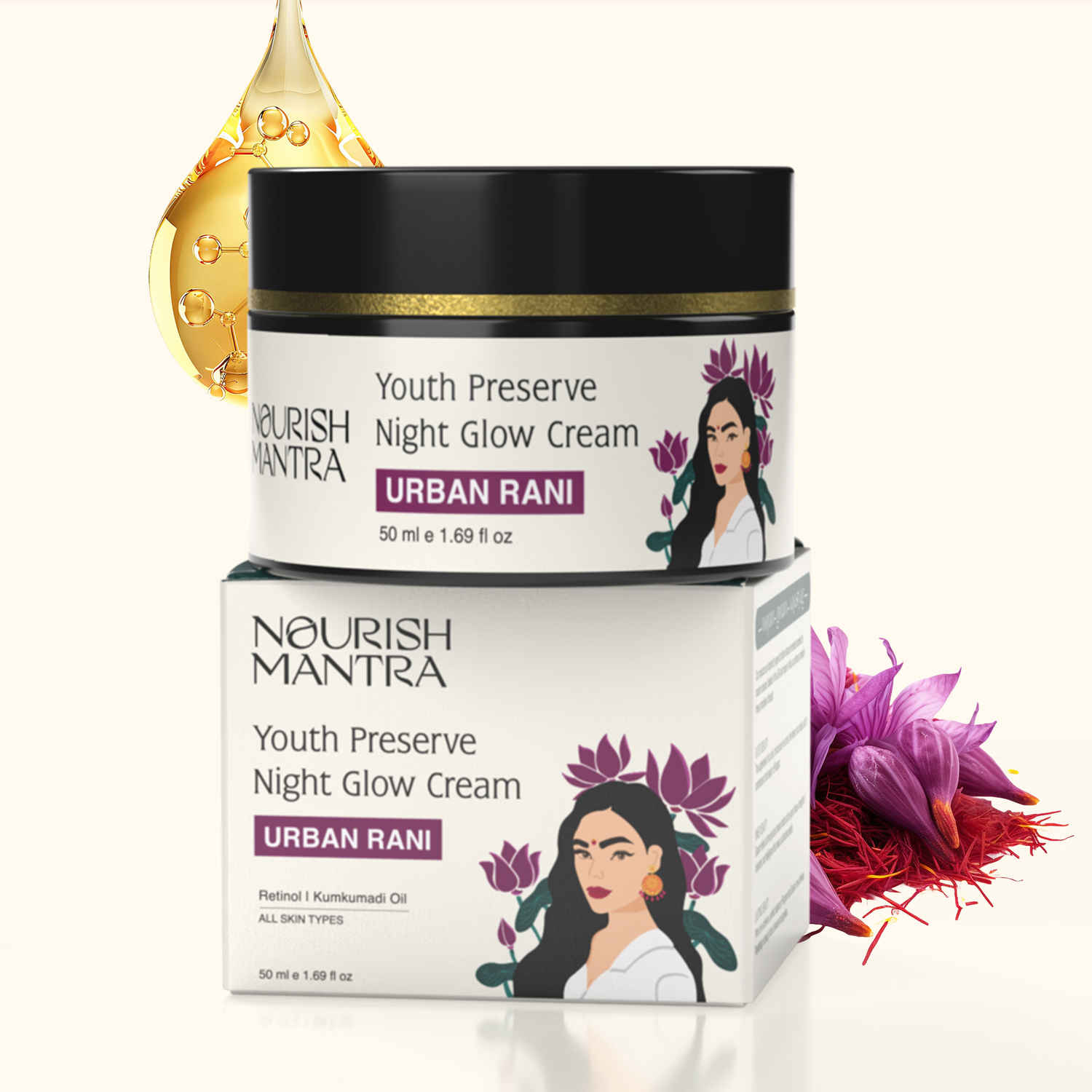 Buy Nourish Mantra Urban Youth Preserve Night Glow Cream with Retinol for Youthful-Looking Skin - 50 ml - Purplle