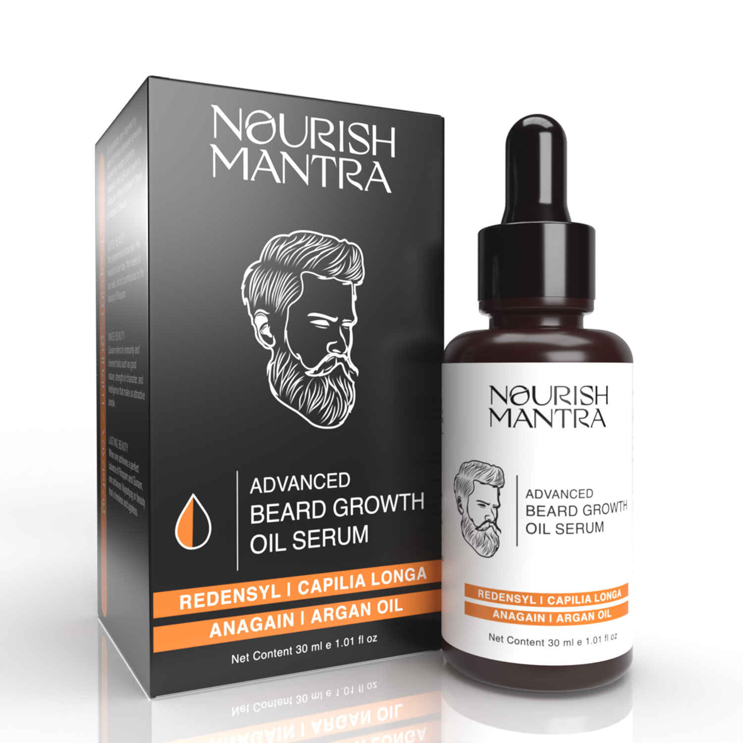 Buy Nourish Mantra Beard Growth Serum for Men with Redensyl, Capilia Longa, Anagain & Argan Oils | 30 ml - Purplle