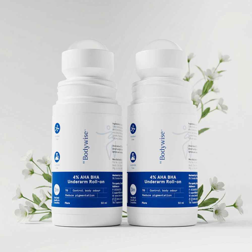 Buy Be Bodywise 4% Aha Bha Underarm Roll On | Controls Odour & Reduces Pigmentation | 0% Alcohol & 0% Aluminium | Flora Fragrance (50 ml X 2) - Purplle