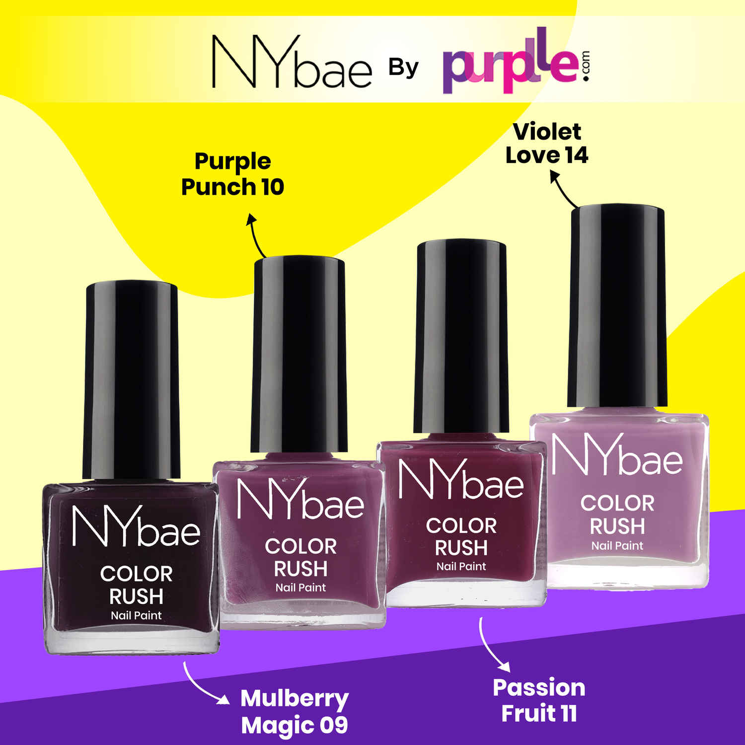 Buy NY Bae Color Rush Nail Paint Set - Maroon Mania 12 | Nail Paint Combo | Chip Resistant | Long Lasting | Quick Dry | Glossy Gel Nail Polish (9ml *4) - Purplle