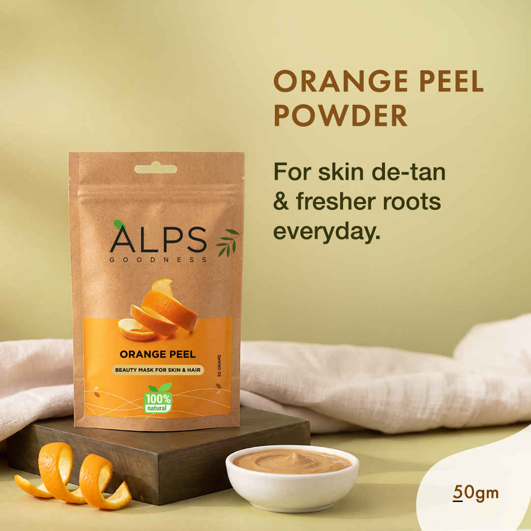 Buy Alps Goodness Powder - Orange Peel (50 gm) | 100% Natural Powder | No Chemicals, No Preservatives, No Pesticides | Can be used for Hair Mask and Face Mask | Nourishes hair follicles | Glow Face Pack | Orange Peel Face Pack - Purplle
