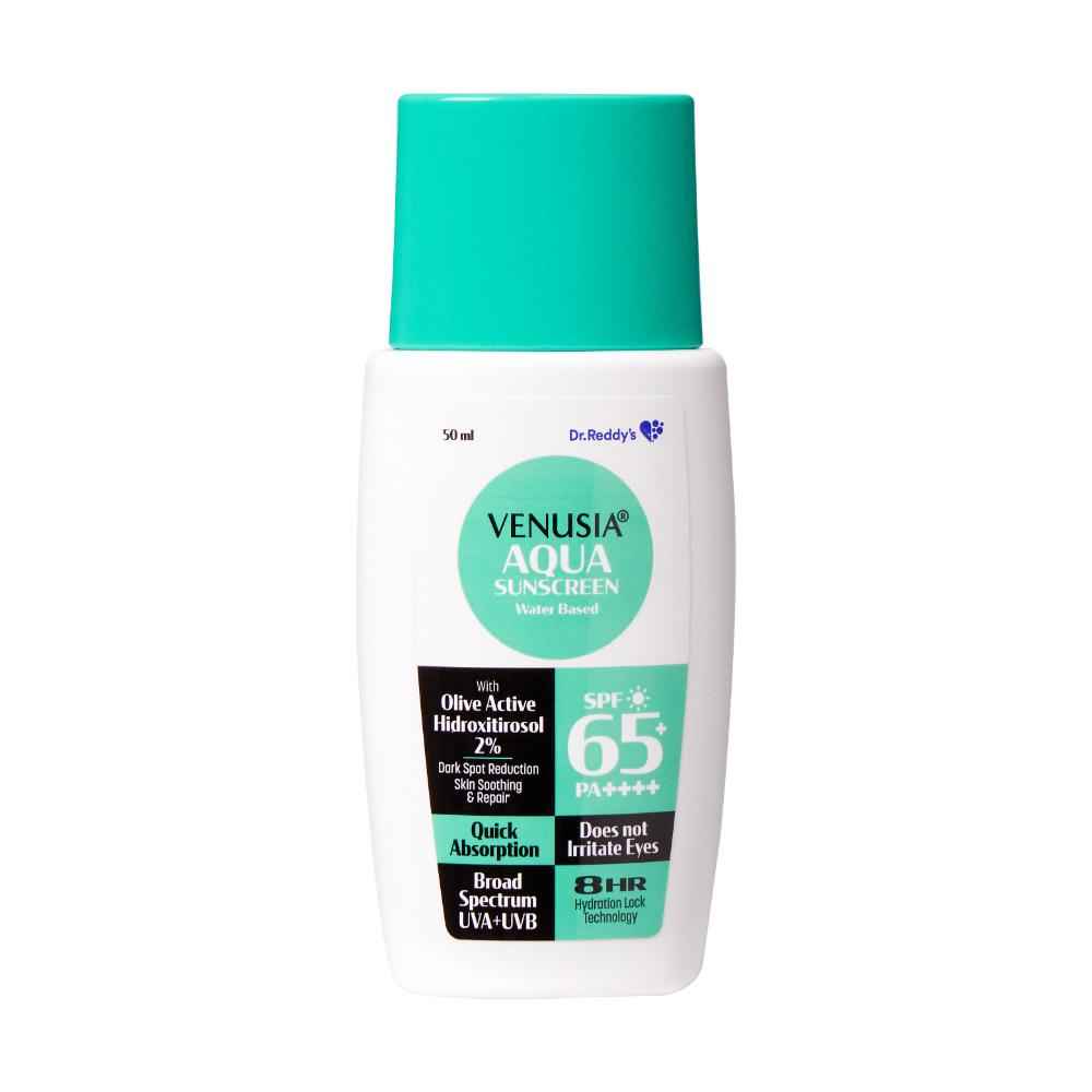Buy Dr Reddy's Venusia Water based sunscreen I SPF 65 I 8hrs hydration lock I UVA, UVB protection I No white cast I 50 gm - Purplle