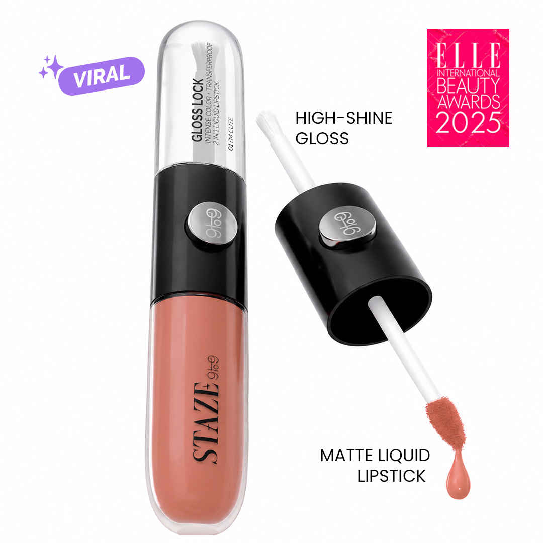 Buy Staze 9to9 Gloss Lock 2-in-1 Liquid Lipstick | Color-locking Gloss | Ultra-pigmented Lipstick | 01 I'm Cute | 7 gm - Purplle