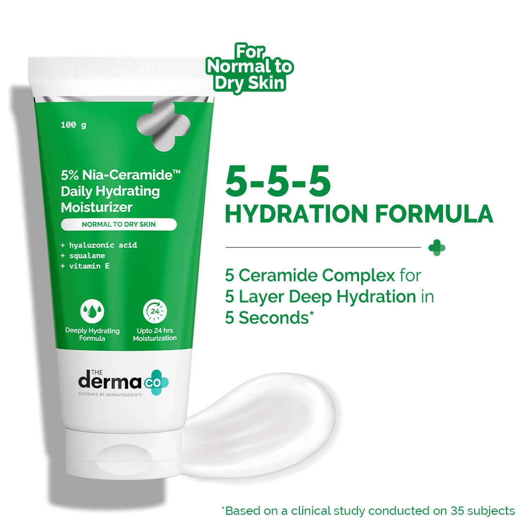 Buy The Derma Co. 5% Nia-Ceramide Daily Hydrating Moisturizer| 5% Niacinamide, 2% Ceramide | 24 hours Moisturization |PENTAVITIN, Vitamin E & Squalane |Normal Skin-100 gm - Purplle