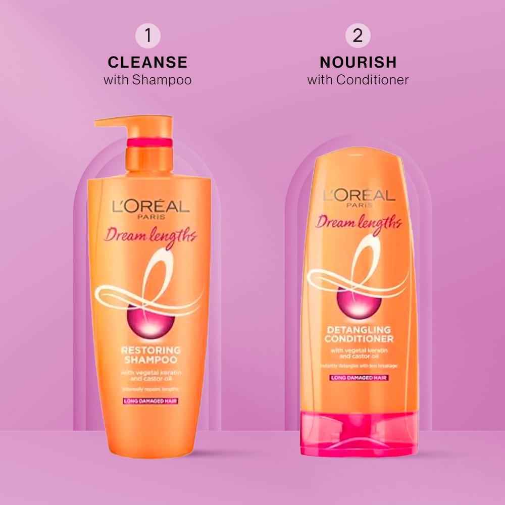 Buy L'Oreal Paris Dream Lengths Magic Hair Care Regime (Dream Lengths Shampoo (1 L) + Dream Lengths Detangling Conditioner (180 ml)) - Purplle