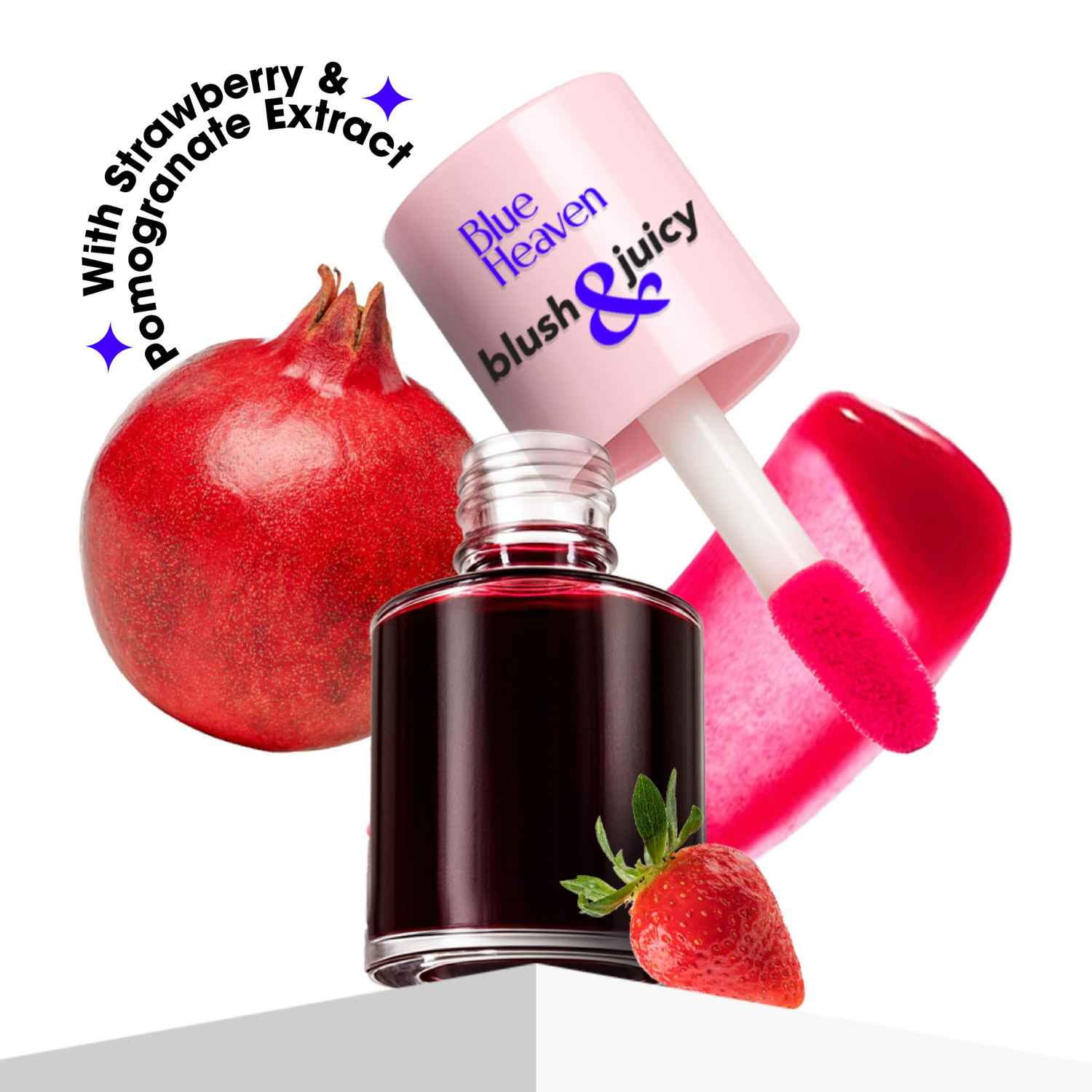 Buy Blue Heaven Blush & Juicy Lip & Cheek Tint Infused with Pomegranate & Strawberry Extract | Multipurpose 3 in 1 Lip Tint | Long Lasting, Water Proof & Hydrating Liquid Blush | Berry Juice, 9 ml - Purplle