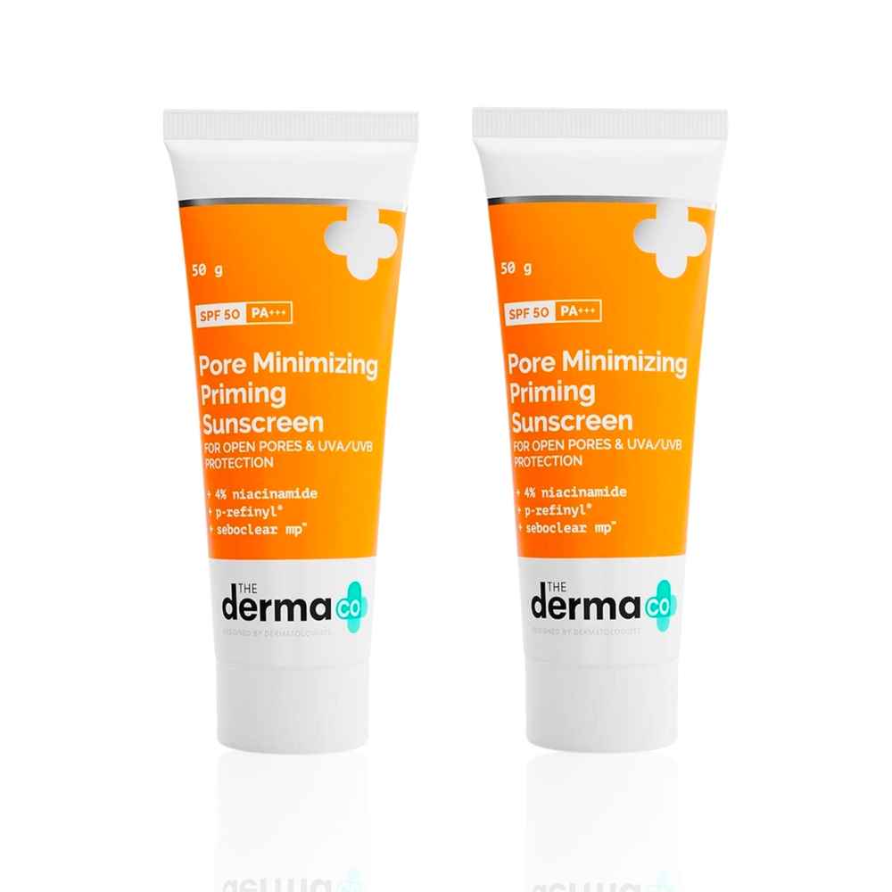 Buy The Derma Co. Pore Minimizing Priming Sunscreen with SPF 50 & PA+++ For Open Pores & UVA/UVB Protection - 50g Pack of 2 - Purplle