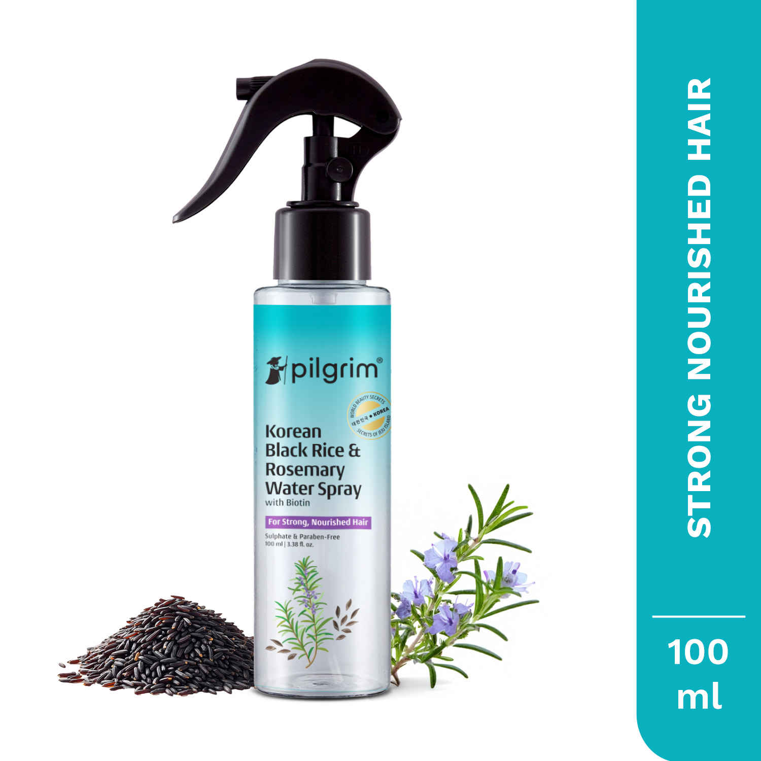 Buy Pilgrim Korean Black Rice & Rosemary Water Spray With Biotin for Strong, Nourished Hair, 100 ml - Purplle