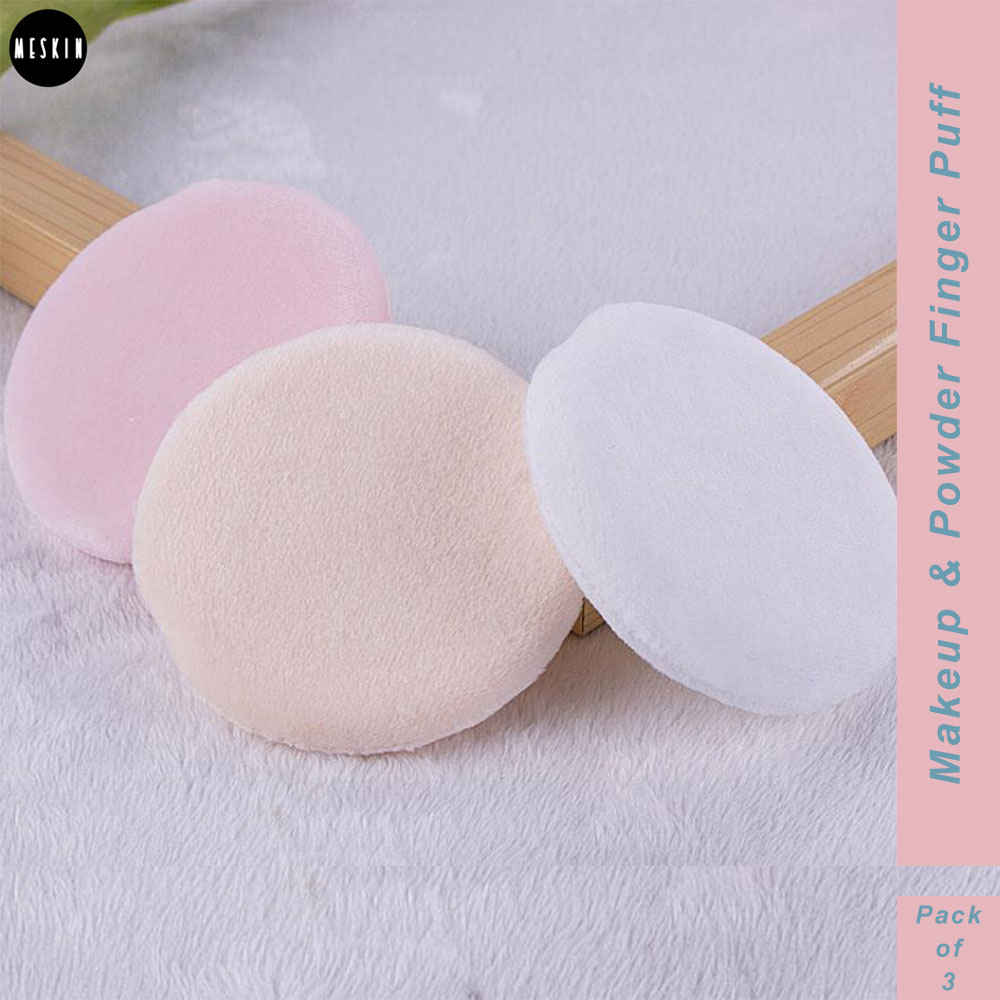 Buy MeSkin Finger Puff Professional Makeup Puff (Pack of 3 with Assorted Colors) - Purplle
