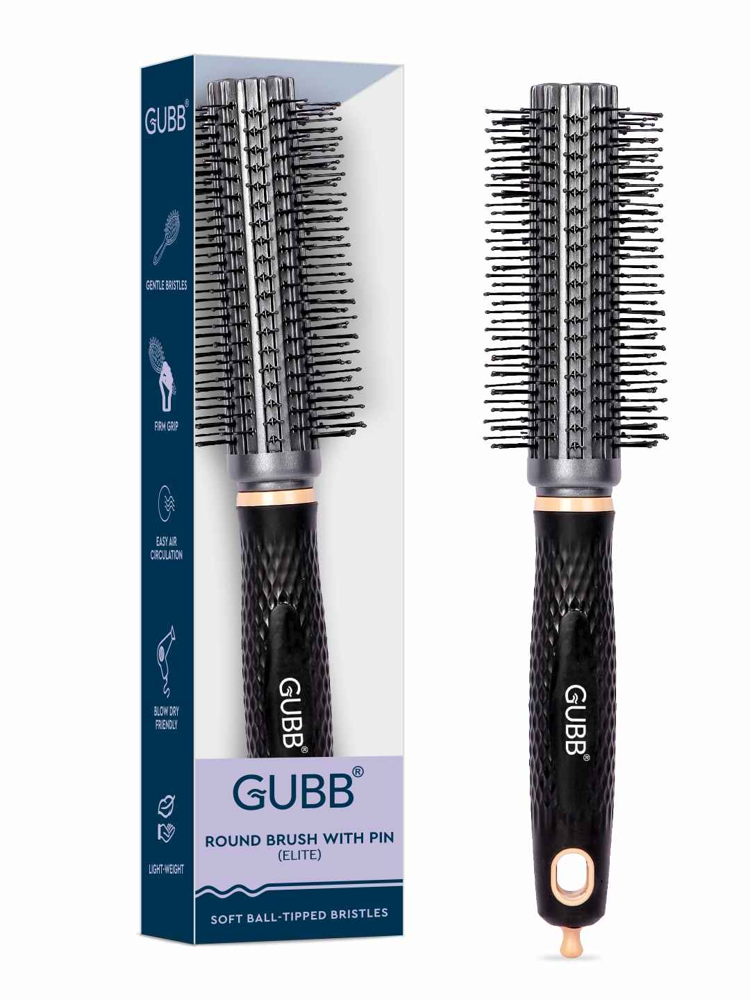 Buy GUBB ROUND BRUSH WITH PIN (ELITE) - 1 pc - Purplle