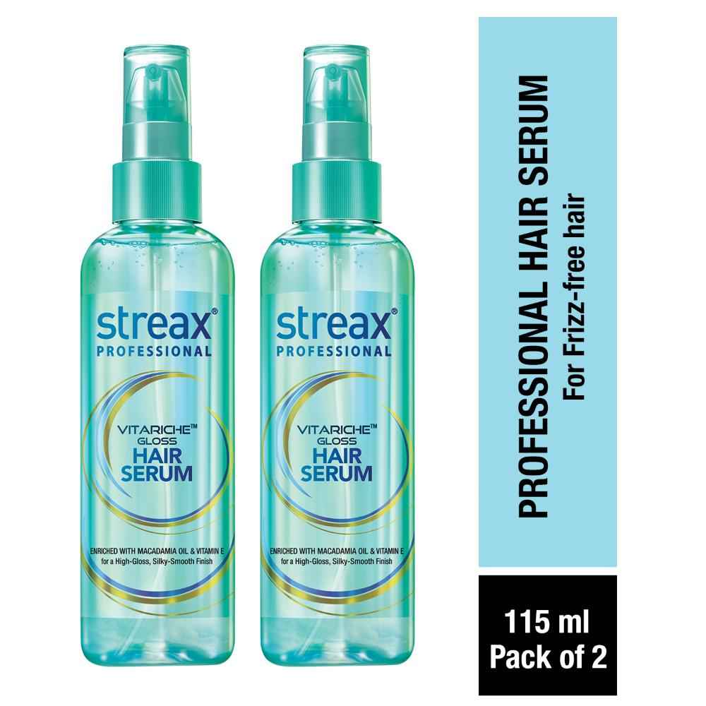 Buy Streax Professional Vitariche Gloss Hair Serum For Women| With Vitamin E & Macadamia Oil | For All Hair Types| 115 ml, Pack of 2 - Purplle