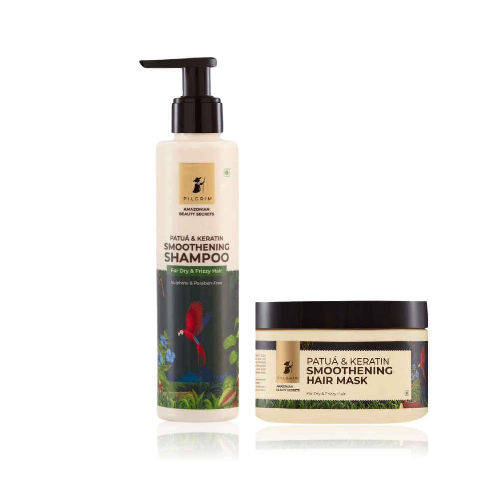 Buy Pilgrim Healthy Hair Duo 1 (Hair Smoothening Shampoo (200 ml) + Smoothening Hair Mask (200 ml) - Purplle